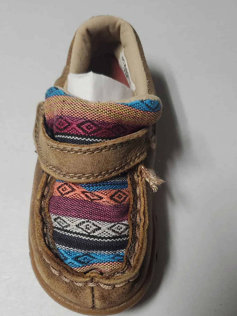 Twisted X Unisex Infant Driving Brown Moccasin Shoe with Colorful Woven Accent 7